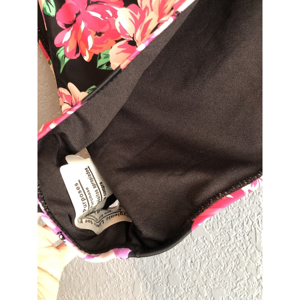 Time & Tru Fashion Swim Bottom XL Garden Bloom Black Floral High‎ Leg/Waist - Picture 4 of 8